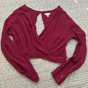 Silence + Noise Deep Red Wrap Blouse